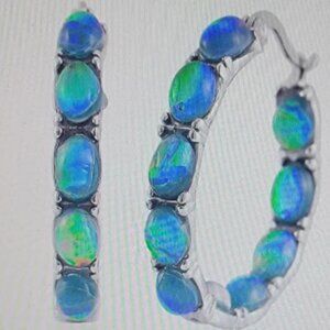 Green Simulated Opal Earrings